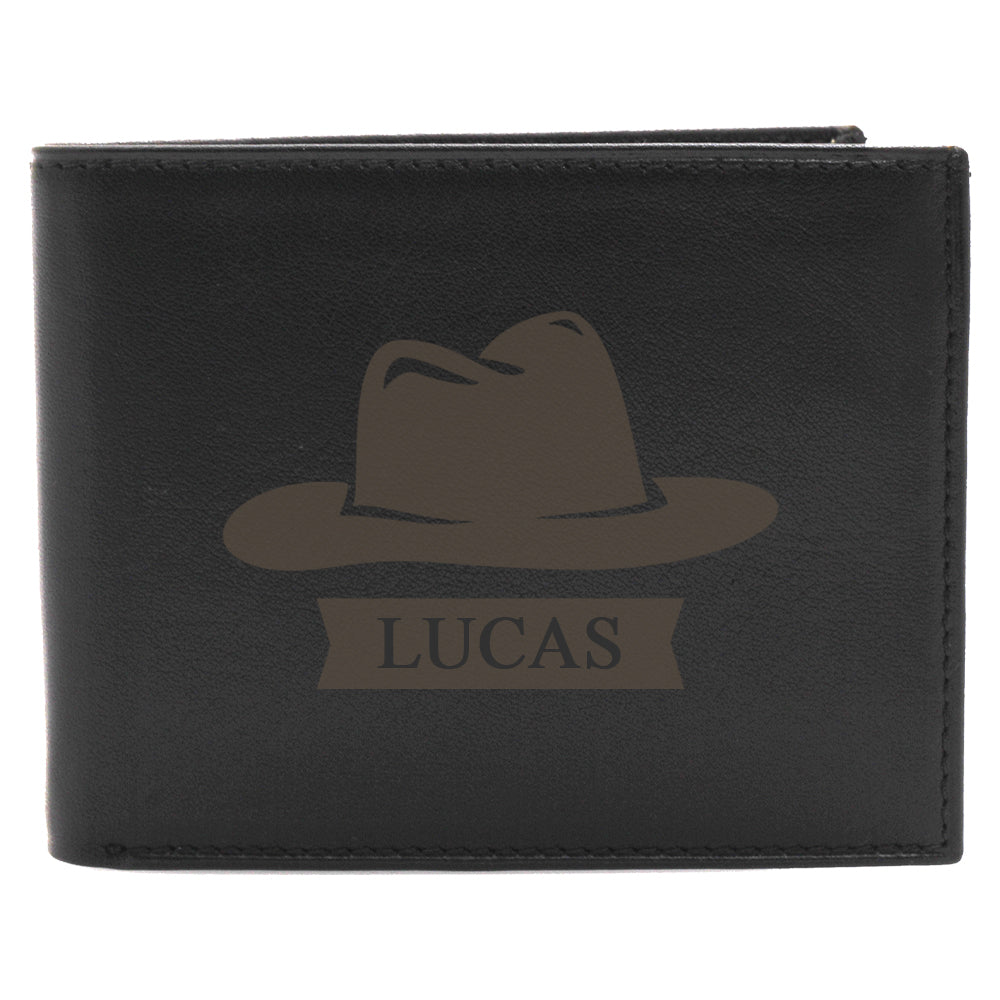 Black Leather Wallet With Name BLW1155-2