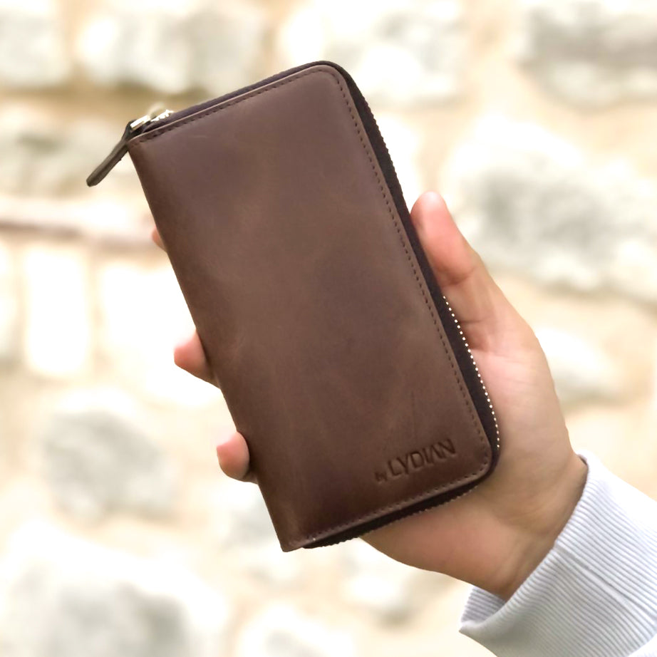 Brown Leather Smartphone Wallet with 16 compartments BLW3016-K