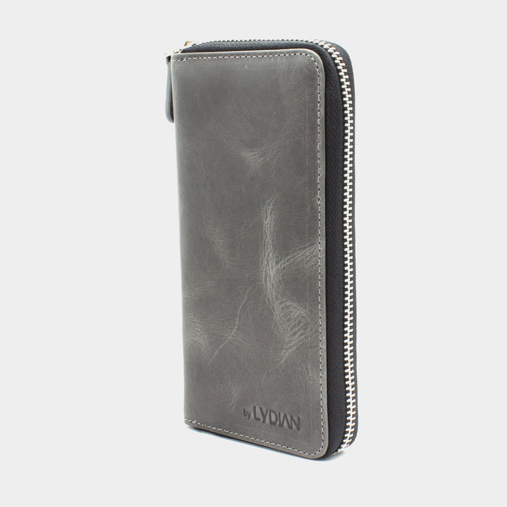 Gray Leather Smartphone Wallet with 16 pockets BLW3016-G