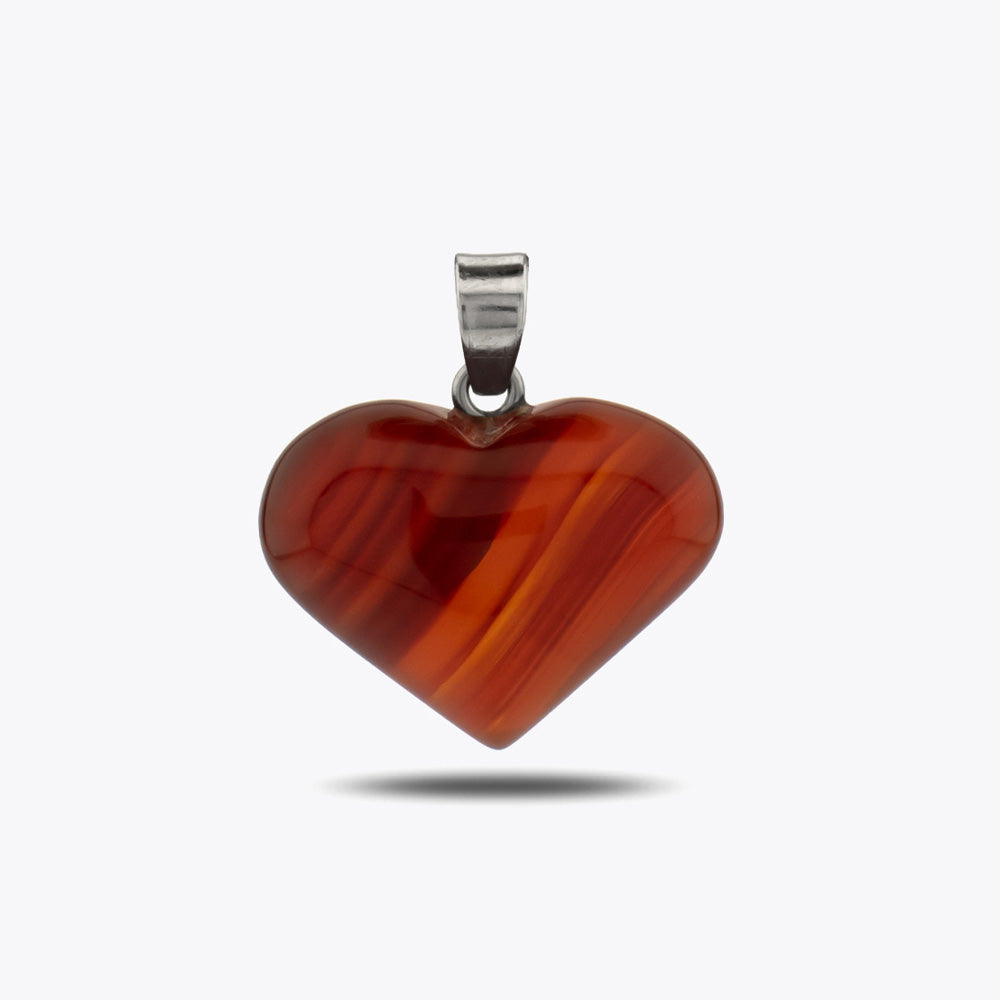 Red agate heart pendant with chain