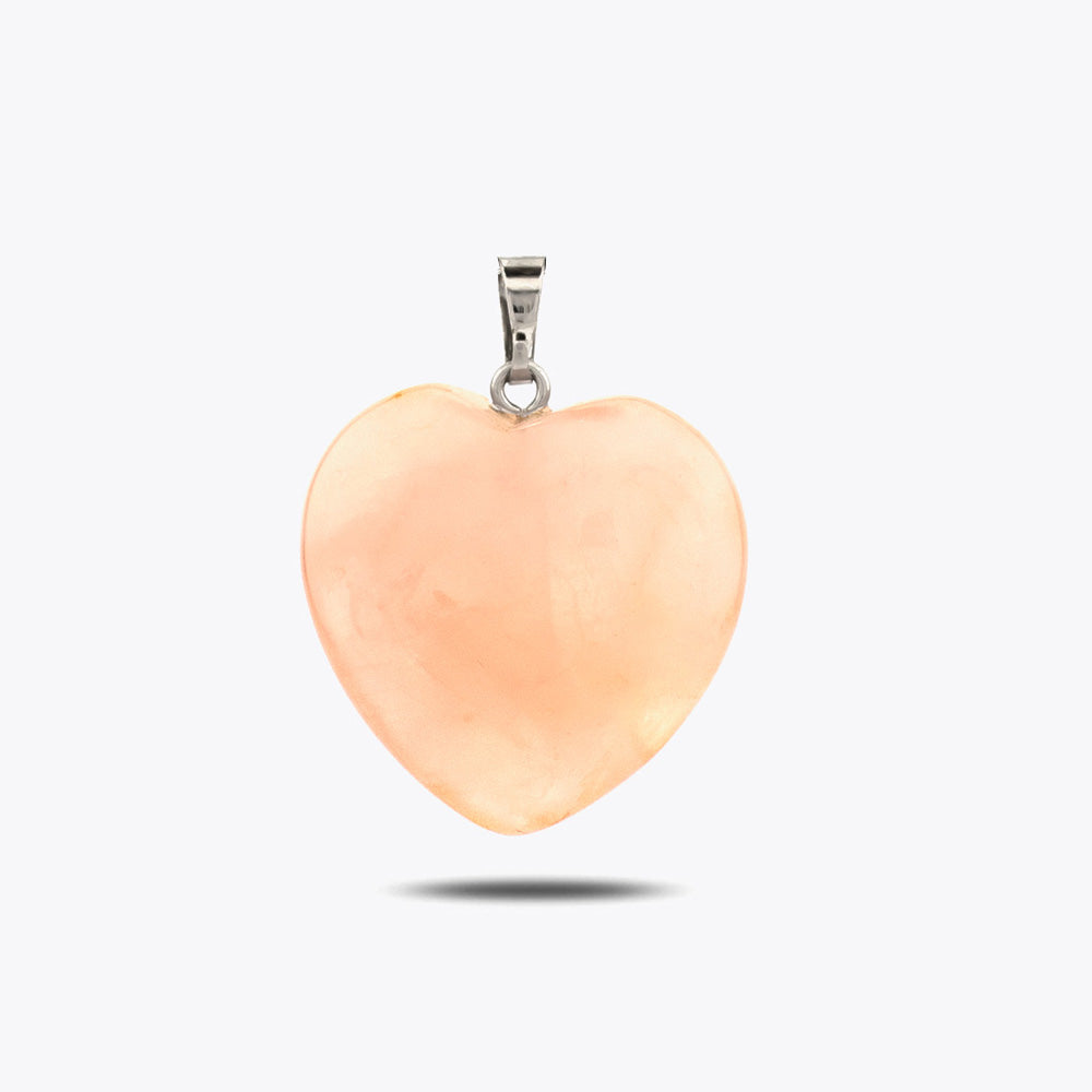 Rose quartz heart pendant with chain