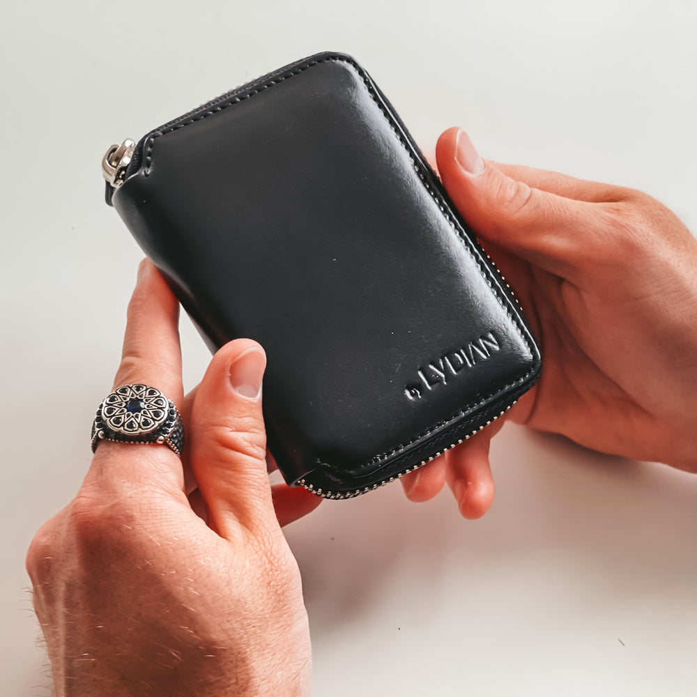 Zwarte Leren Portemonnee met Ritssluiting BLW796-S