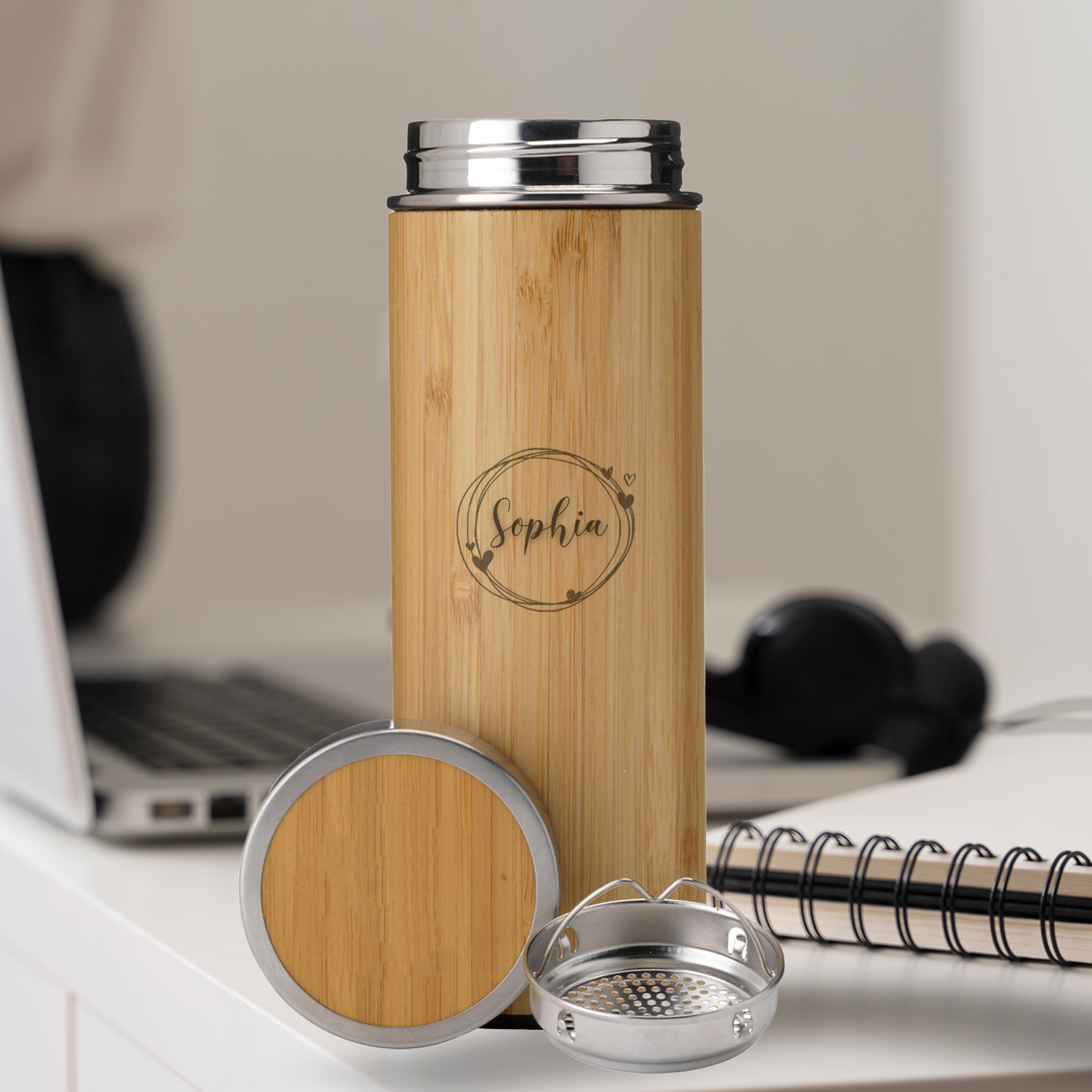 360 ml bamboo thermos flask/thermos cup with text