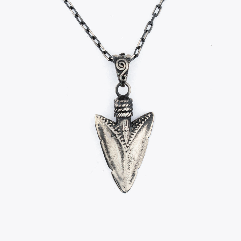 Silver Stone Arrowhead Necklace Pendant BLAR0112