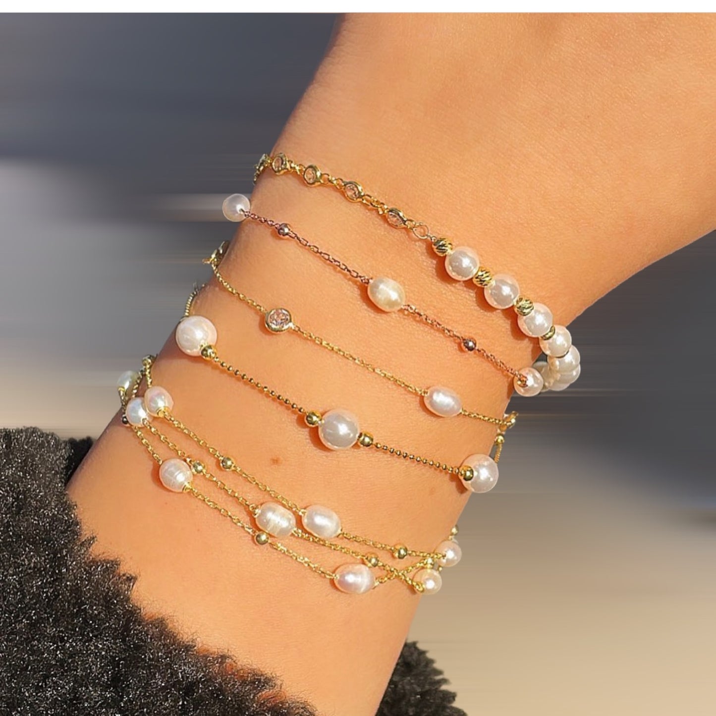 Lydian 925 sterling silver bracelet with pearls