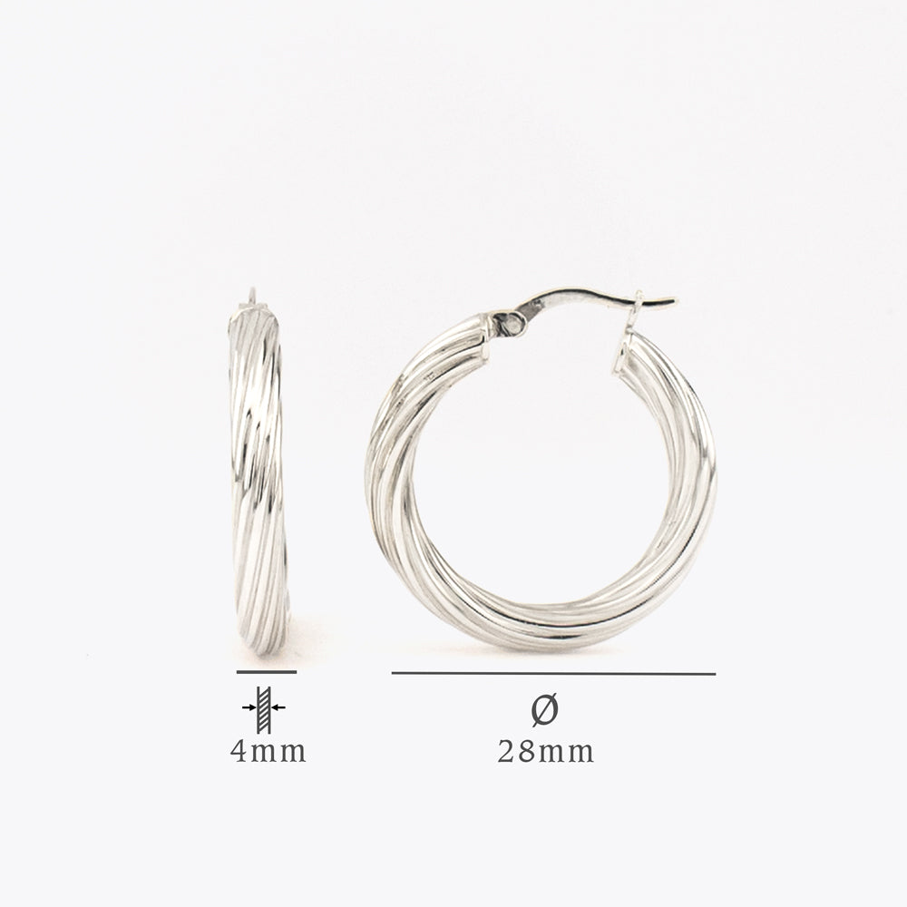 925 sterling silver hoop earrings - 28 mm BLARW002