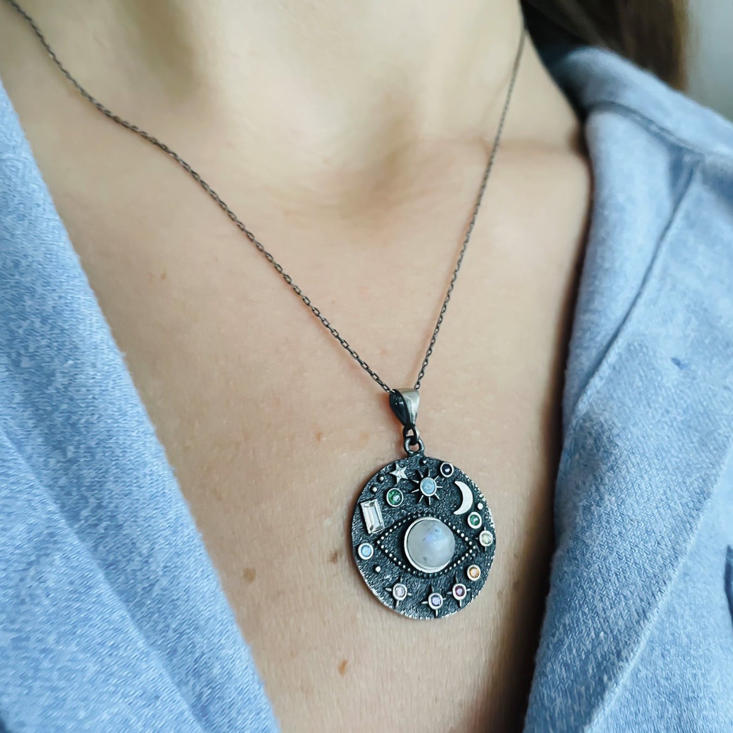Eye Locket - with star necklace pendant