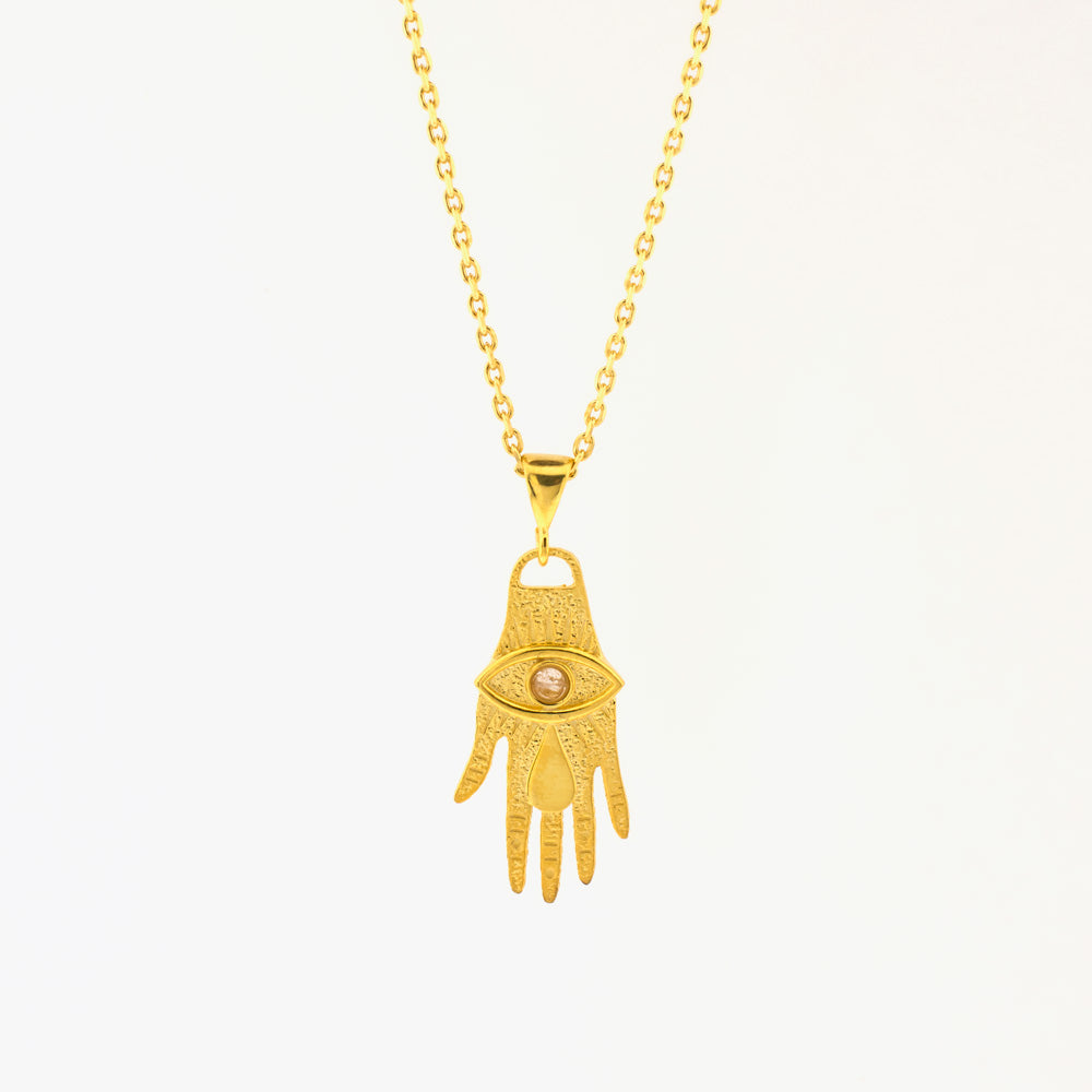 Lucky Evil Eye - Hand Necklace With Pendant