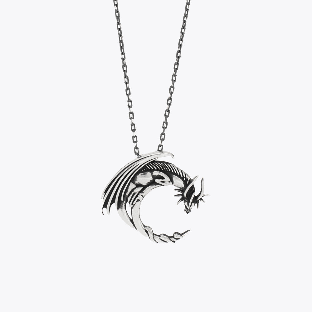 Silver necklace with Dragon pendant BLARY081