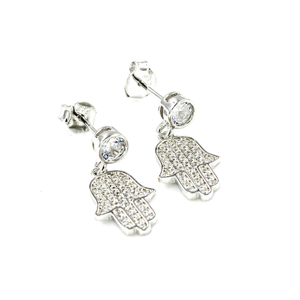 Hamsa hand earrings in silver BLDS048_K