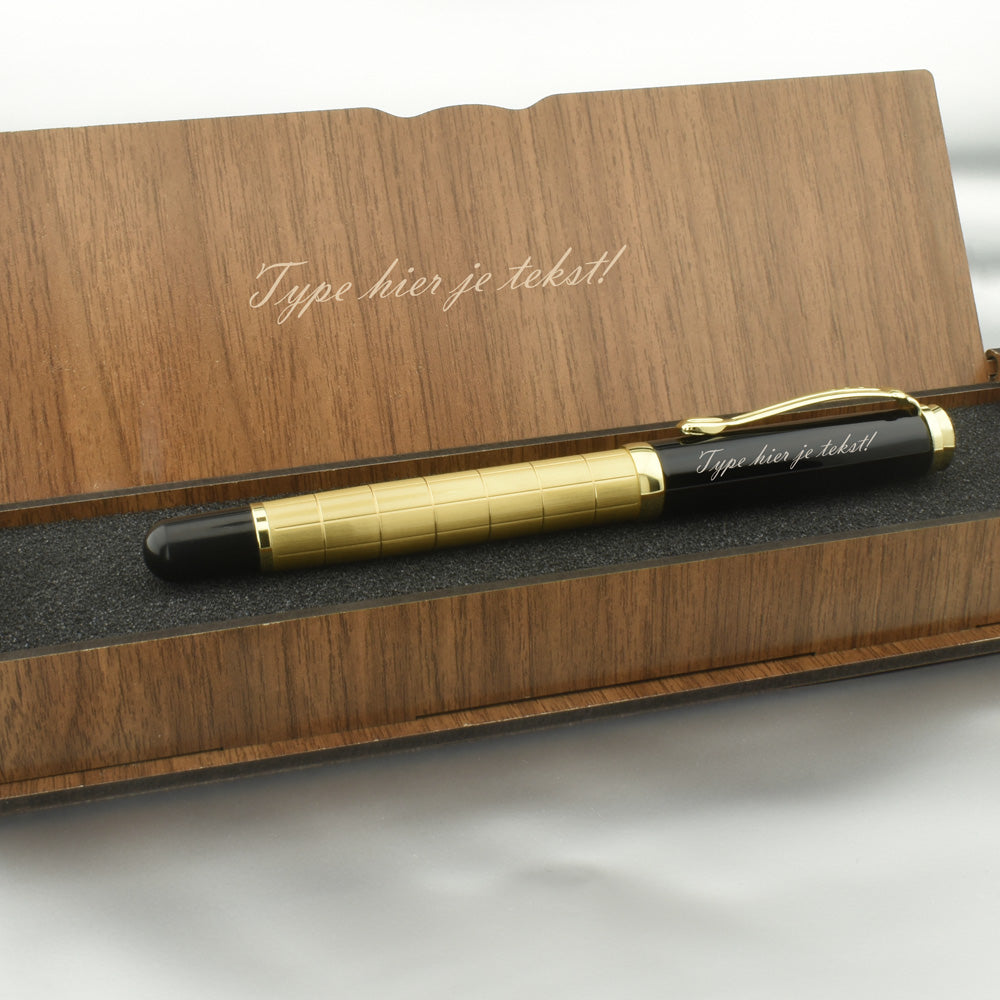 Personalized Rollerball Pen Writing Set with Engraved Wooden Box BLP1214-R