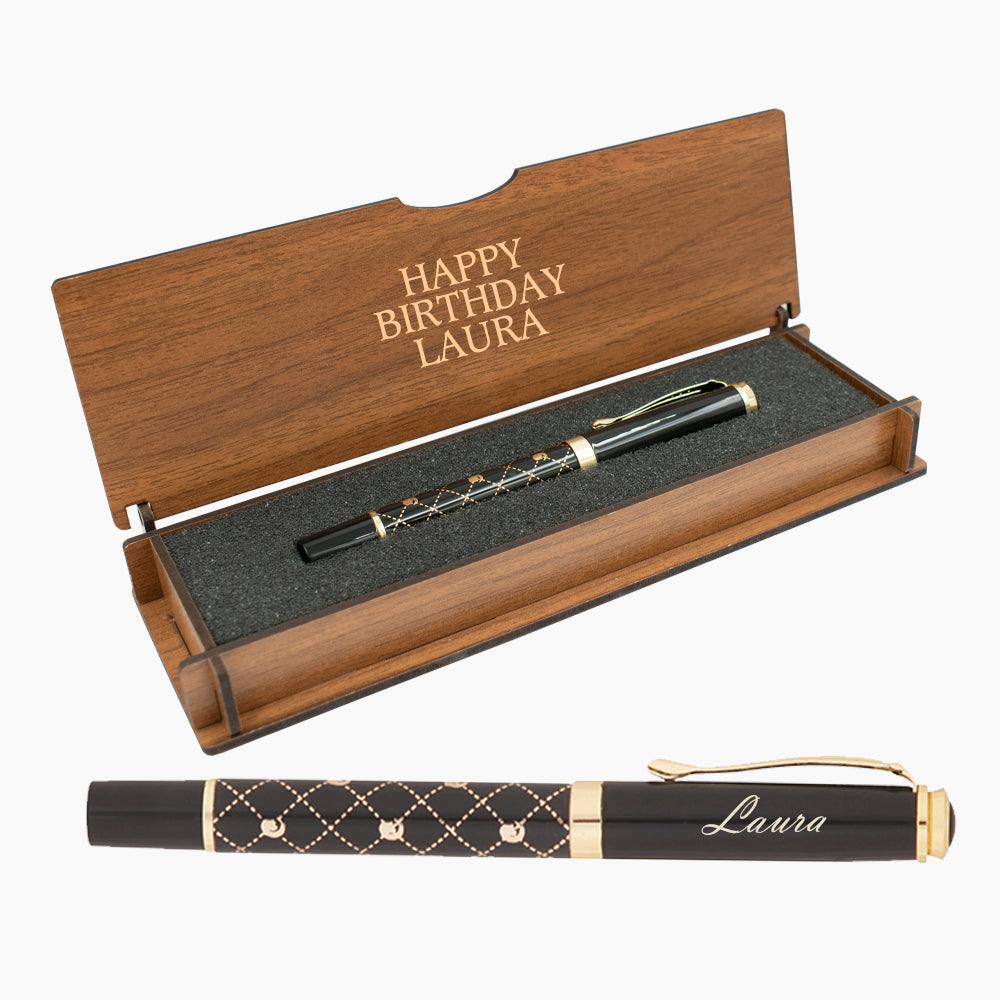 Personalized Pen Set - Writing Set with Engraved Wooden Box BLP2116