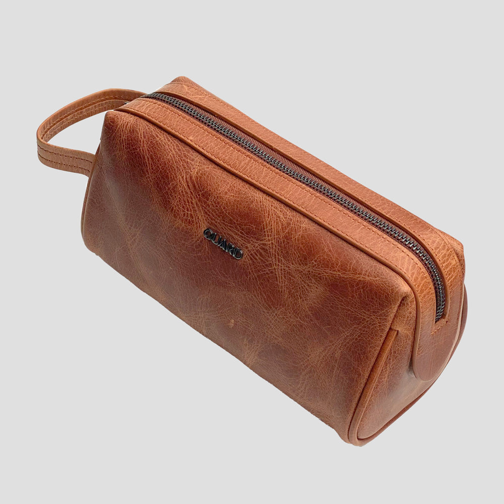 Leather toiletry bag - Brown