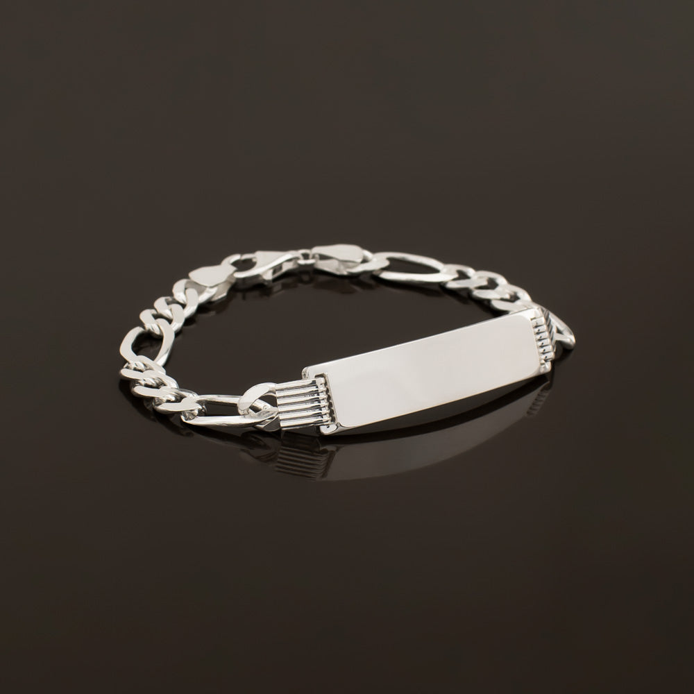 Figaro bracelet with engraving plate, silver / 8 mm wide
