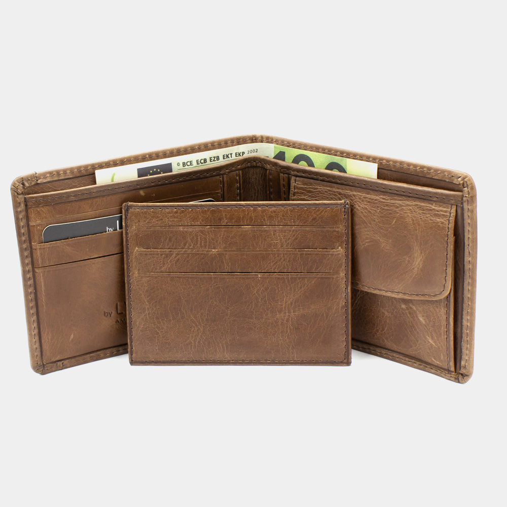 Brown Leather Wallet with Cardholder engraving BLW1320-K