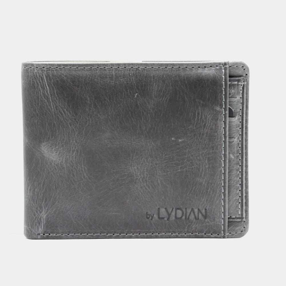 Gray Leather Wallet with Cardholder engraving BLW1320-G