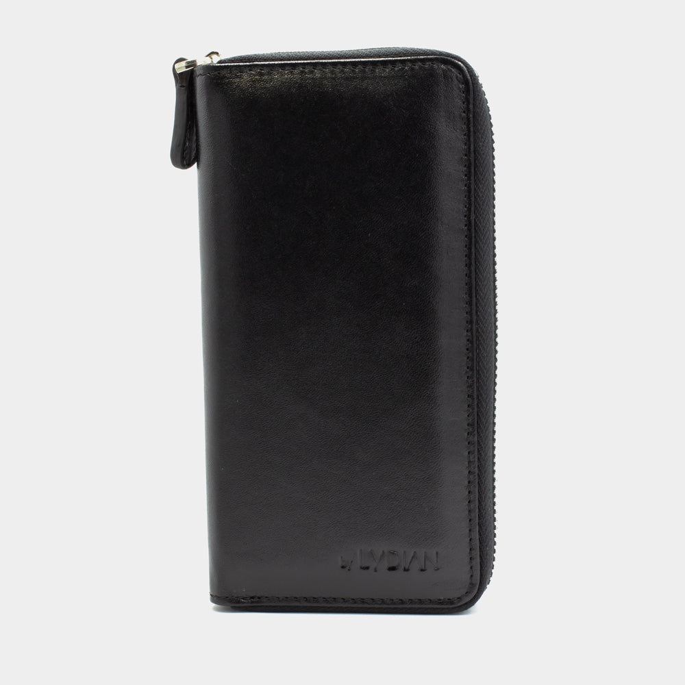Black Leather Smartphone Wallet with 16 pockets BLW3016-S