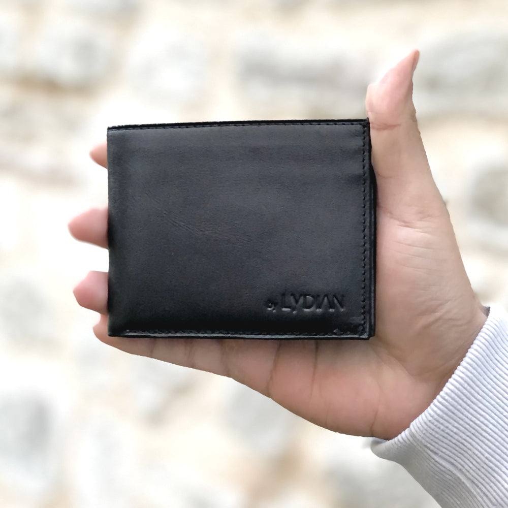 Black Leather Wallet With Name BLW777-S