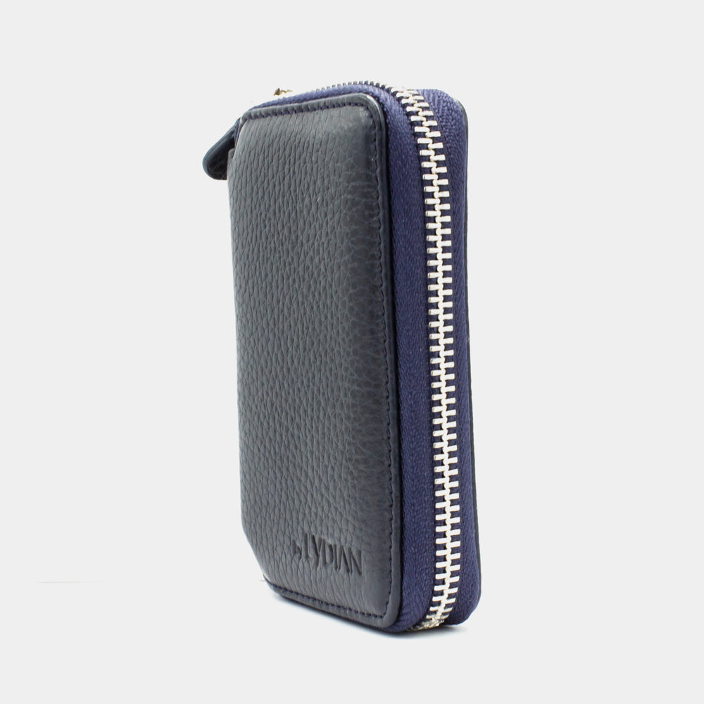 Dark Blue Leather Wallet with Zipper BLW796-L