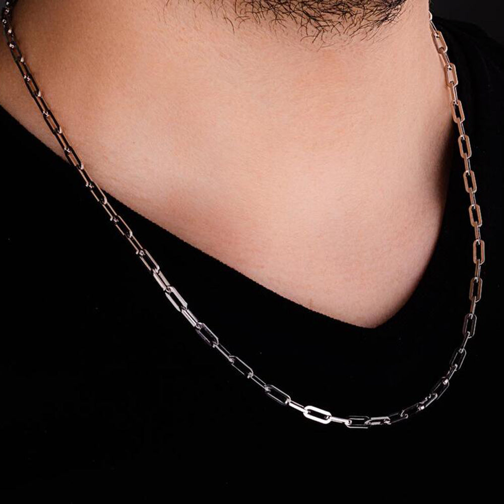 Silver Link Chain Necklace men (55cm)