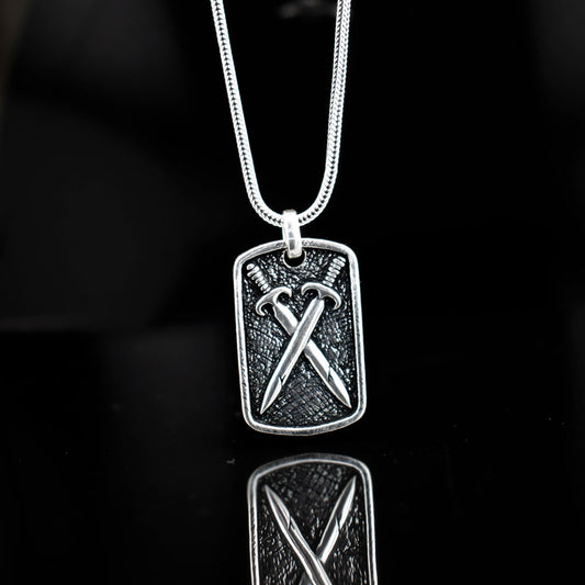 Men's necklace with sword pendant in Sterling silver