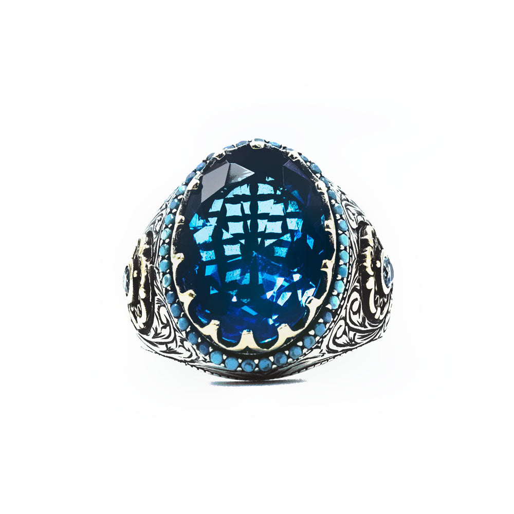 Men's Ring With Blue Stone CLMR007