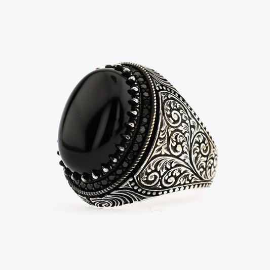 Men's Ring With Onyx Stone