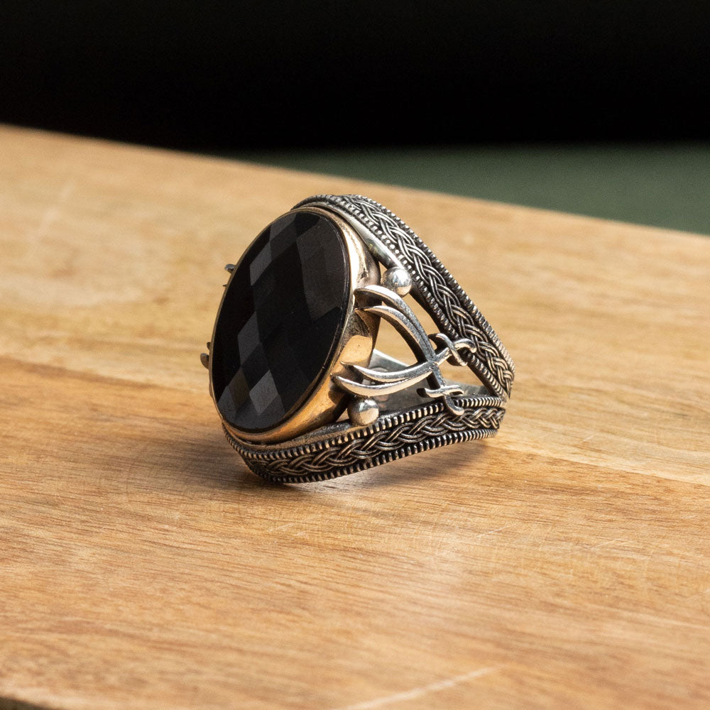 925 Silver Men's Ring With Onyx Stone LMR163