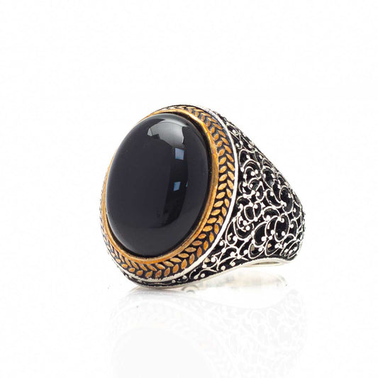 925s Silver Men's Ring With Onyx Stone LMR215