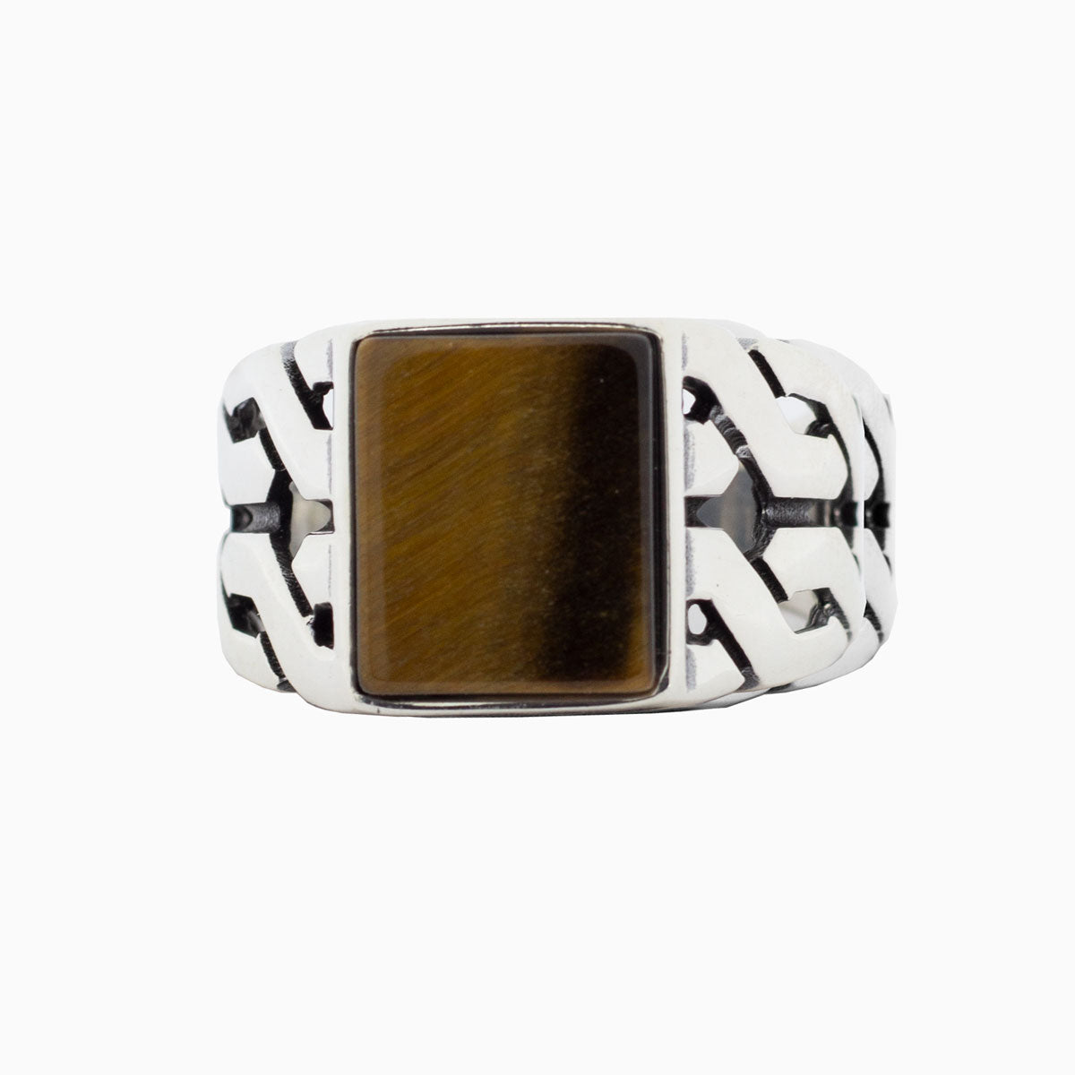 925 Silver Mens Ring With Tiger Eye Stone LMR263