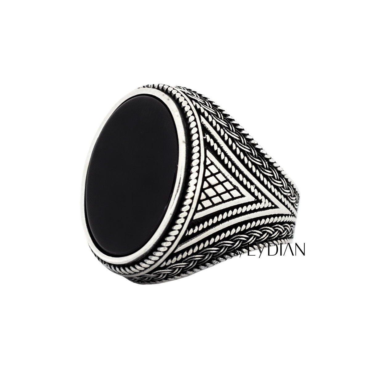 925 Silver Men's Ring With Black Stone LMR275