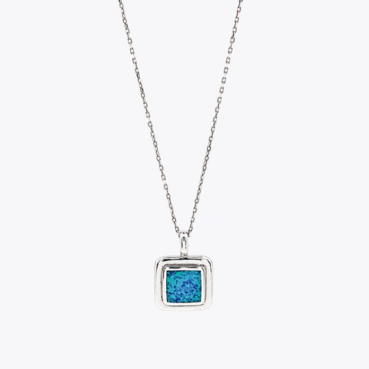 Silver Necklace with Blue Opal NLKY21-03