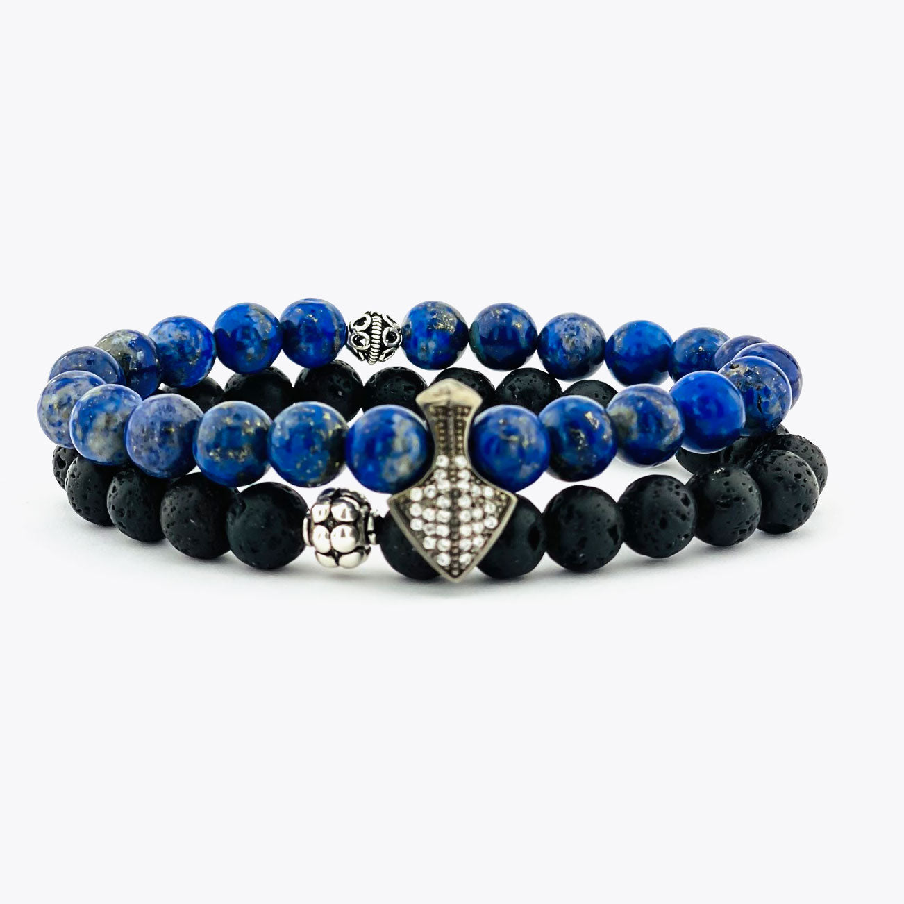 Bracelet Lapis Lazuli & Lava with silver NLTB2105