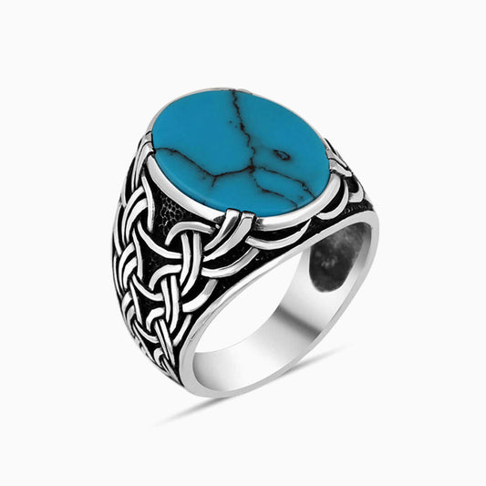 925 Silver Men's Ring With Turquoise Stone ORT2108