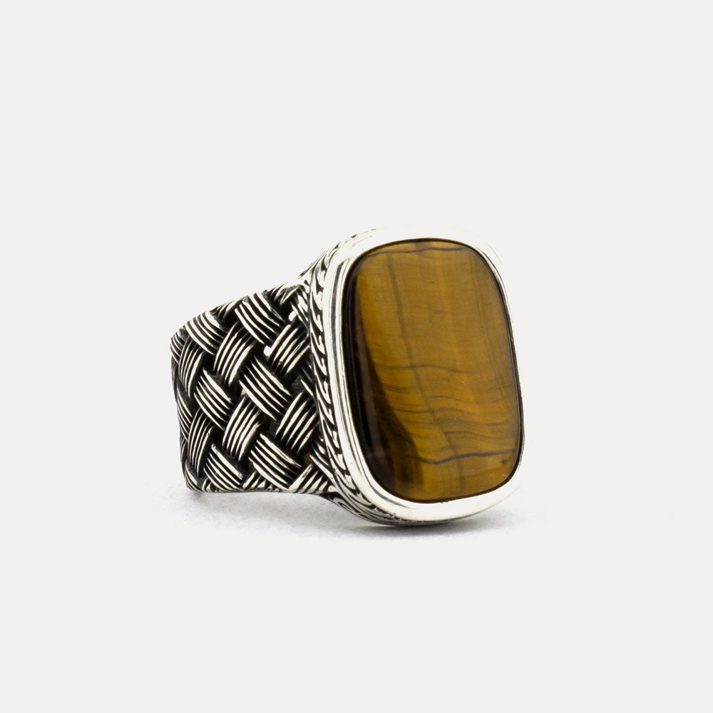 925 Silver Mens Ring With Tiger Eye Stone ORTBL105