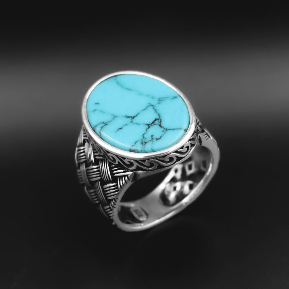 925 Silver Men's Ring With Turquoise Stone ORTBL113