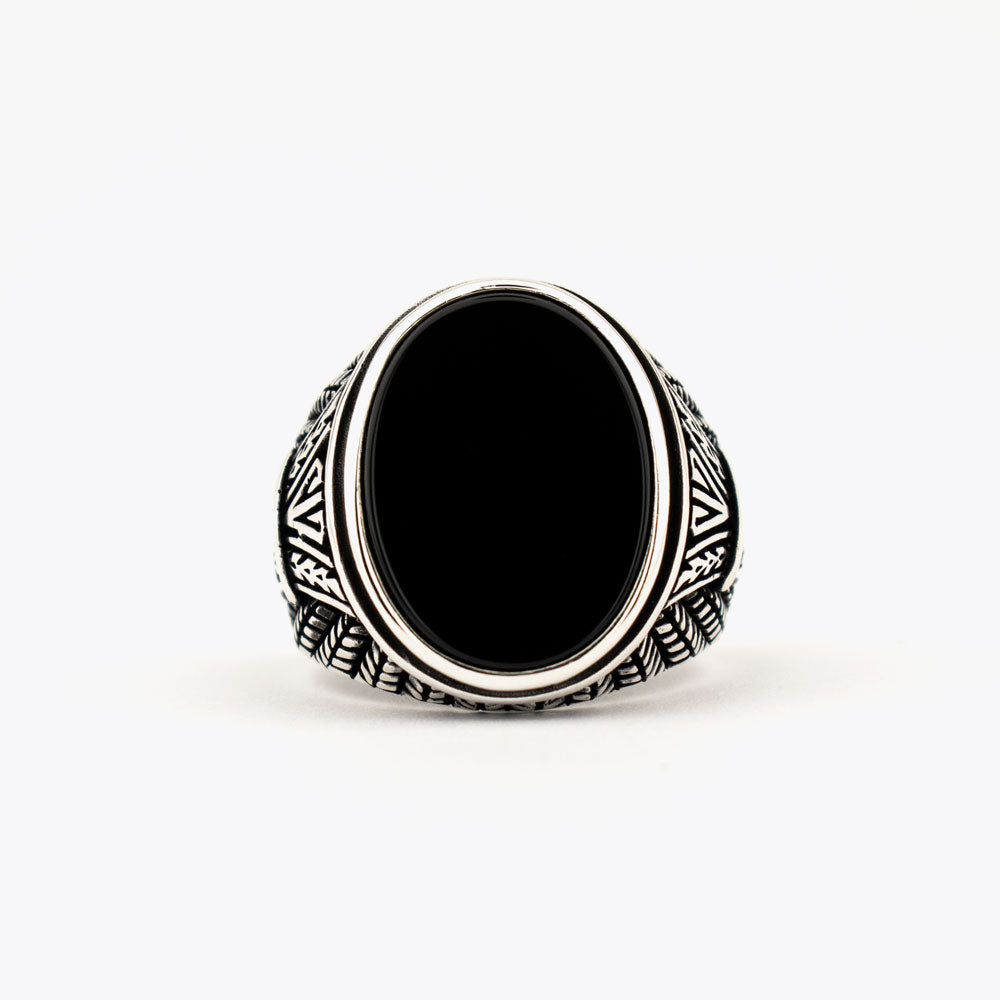 925 Silver Men's Ring With Onyx Stone ORTBL156