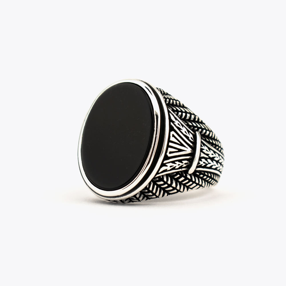 925 Silver Men's Ring With Onyx Stone ORTBL156