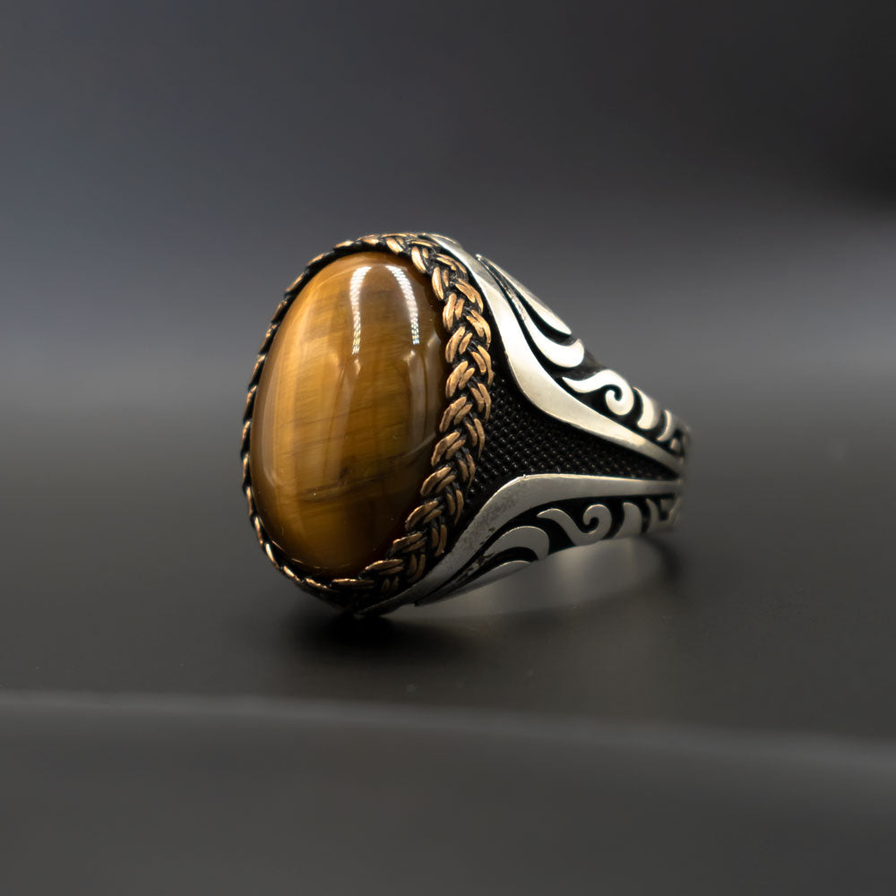 Men's Ring With Tiger Eye Stone