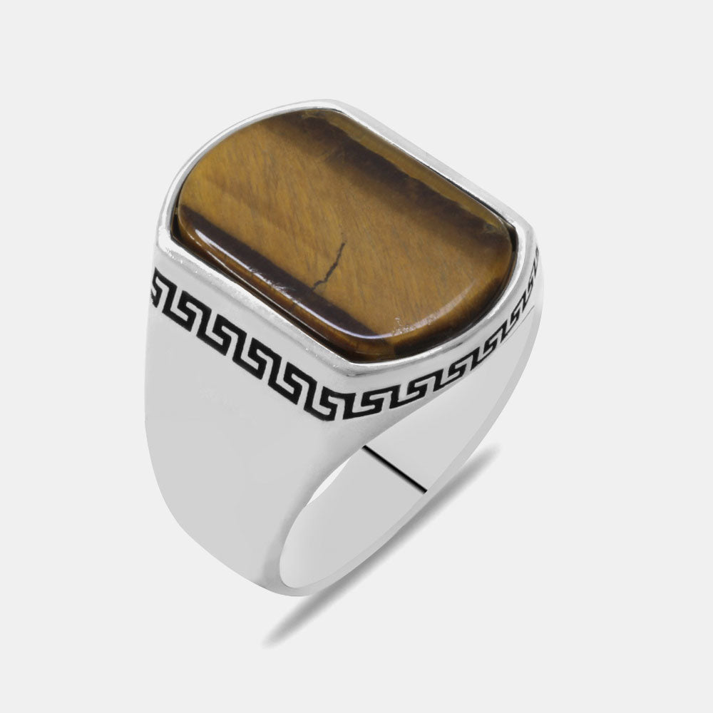 925 Silver Mens Ring With Tiger Eye Stone ORTBL158