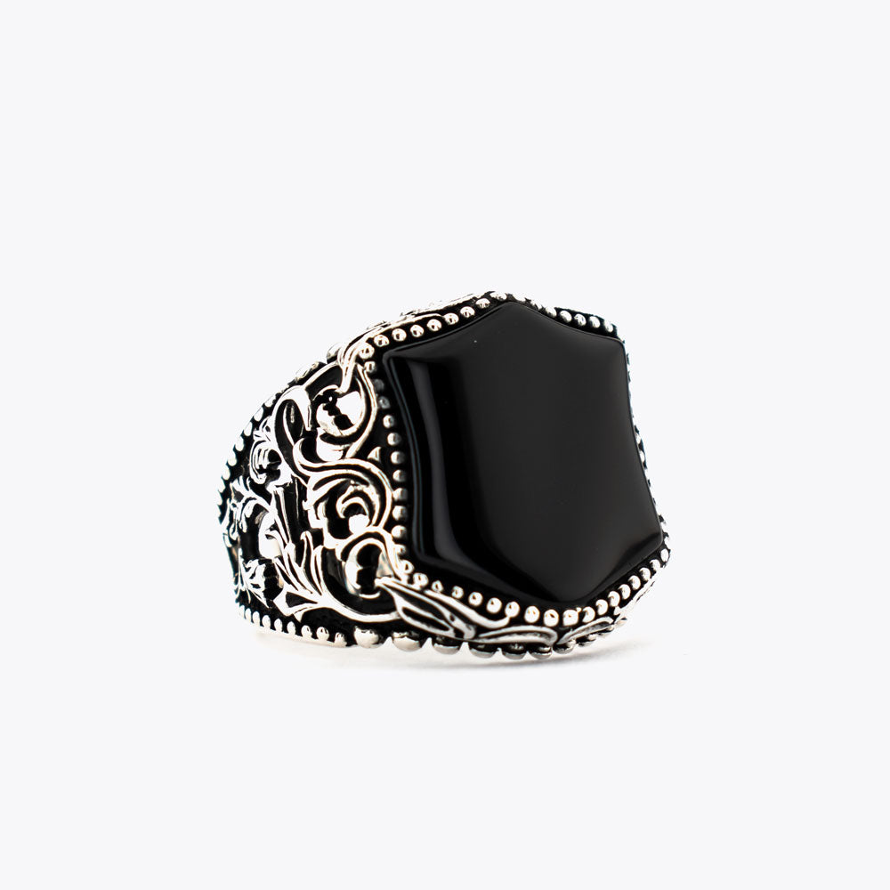 925 Silver Men's Ring With Onyx Stone ORTBL172