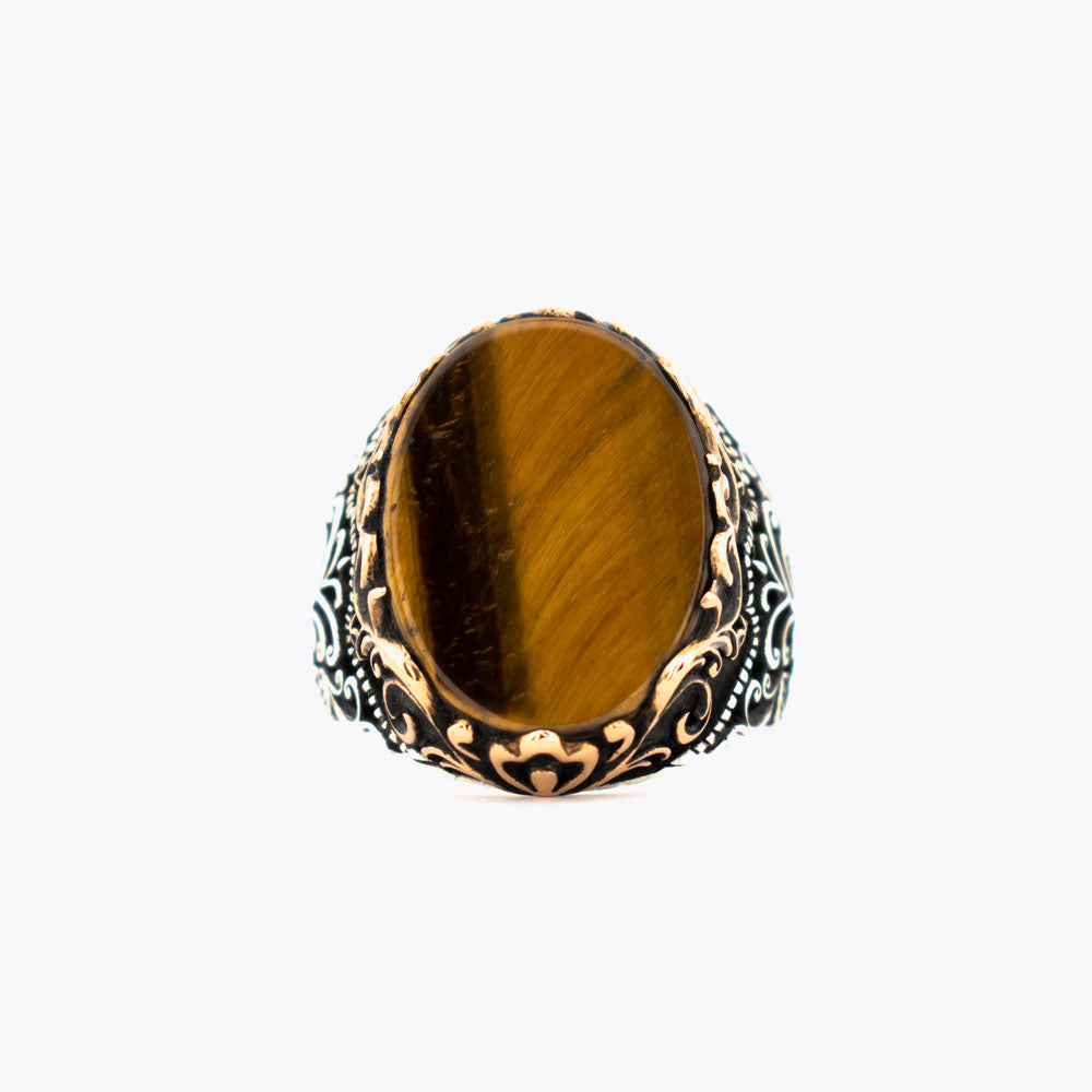 925 Silver Mens Ring With Tiger Eye Stone ORTBL178