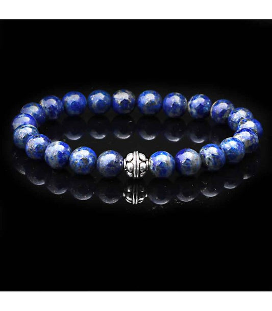 Beaded Bracelet Lapis Lazuli with silver EDB15011