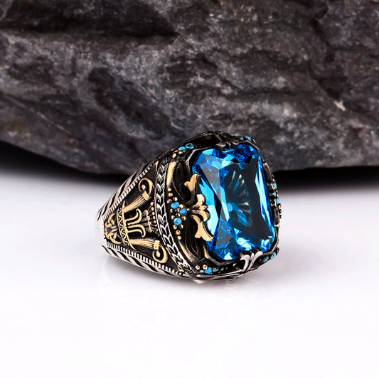 Men's Ring With Blue Stone CLMR0221